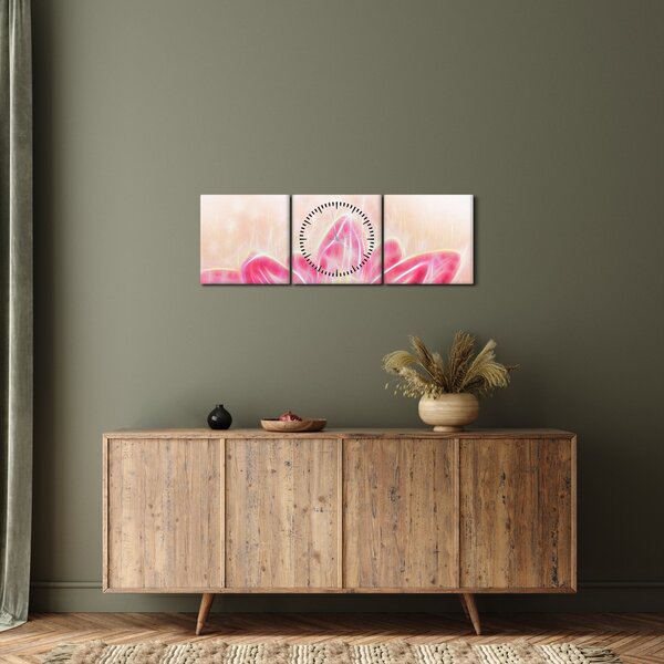 Egy lótuszvirág képe (órával) (90x30 cm)
