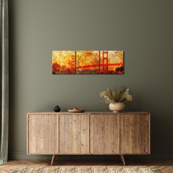 Kép - Golden Gate, San Francisco, Kalifornia (órával) (90x30 cm)