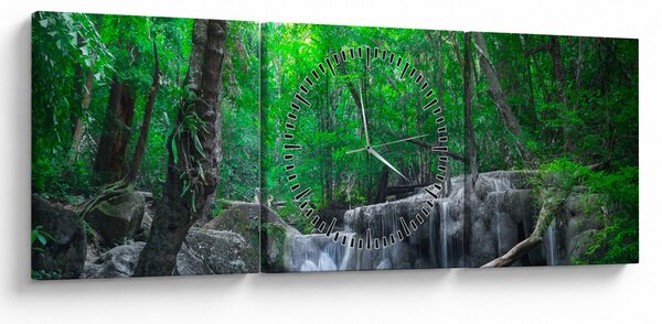 Kép - Erawan vízesés, Kanchanaburi, Thaiföld (órával) (90x30 cm)