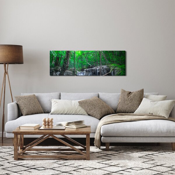 Kép - Erawan vízesés, Kanchanaburi, Thaiföld (órával) (90x30 cm)