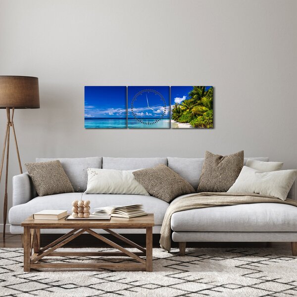 Egy trópusi tengerpart képe (órával) (90x30 cm)