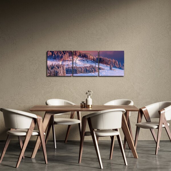 Egy kép egy téli tájról (órával) (90x30 cm)