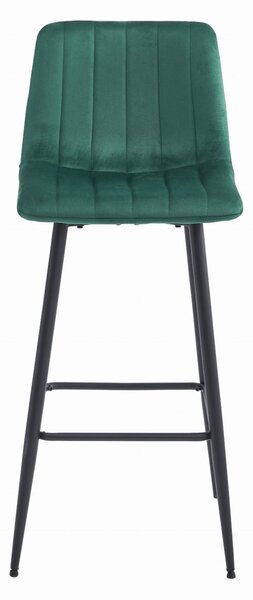 Bárszék POZZA VELVET fekete lábakkal, sötétzöld