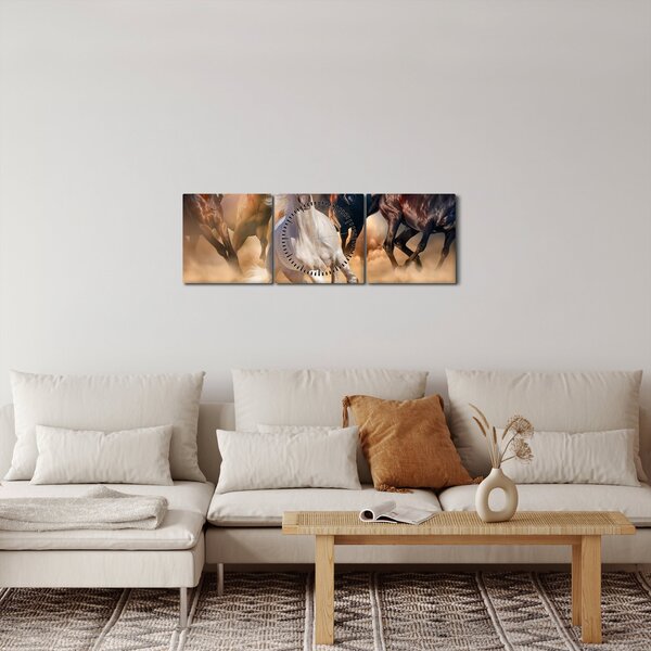Kép - lovak a sivatagban (órával) (90x30 cm)