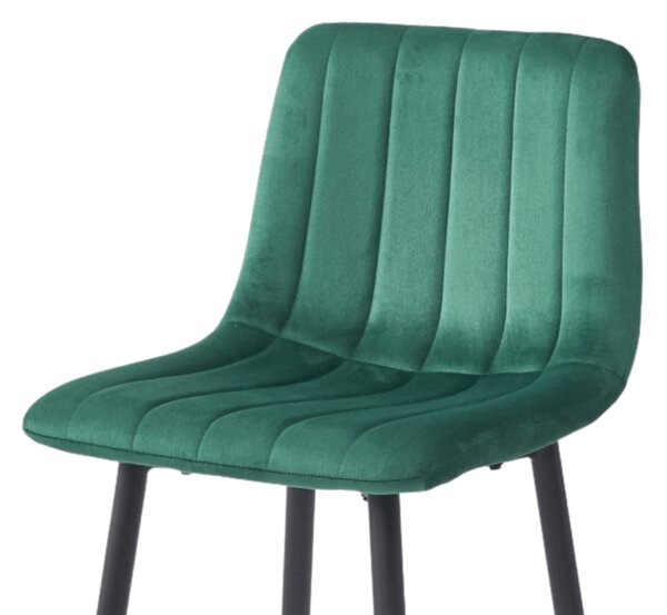 Bárszék POZZA VELVET fekete lábakkal, sötétzöld