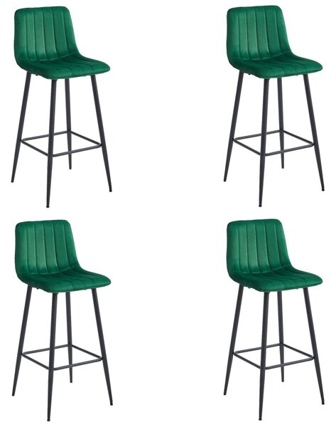 Bárszék POZZA VELVET fekete lábakkal, sötétzöld
