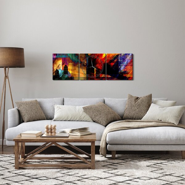 Kép - A város színes absztrakciója (órával) (90x30 cm)