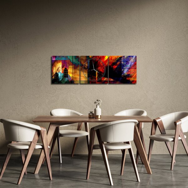 Kép - A város színes absztrakciója (órával) (90x30 cm)