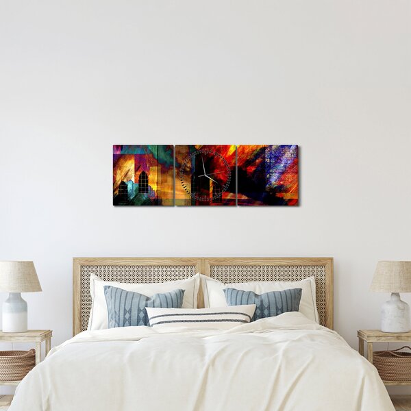 Kép - A város színes absztrakciója (órával) (90x30 cm)