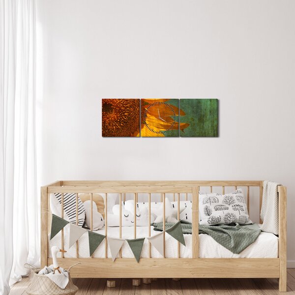 Kép - napraforgó (órával) (90x30 cm)