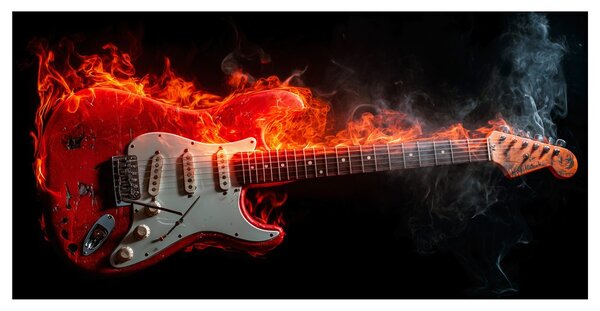 Kép elektromos gitár és tűz