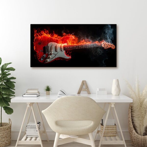 Kép elektromos gitár és tűz