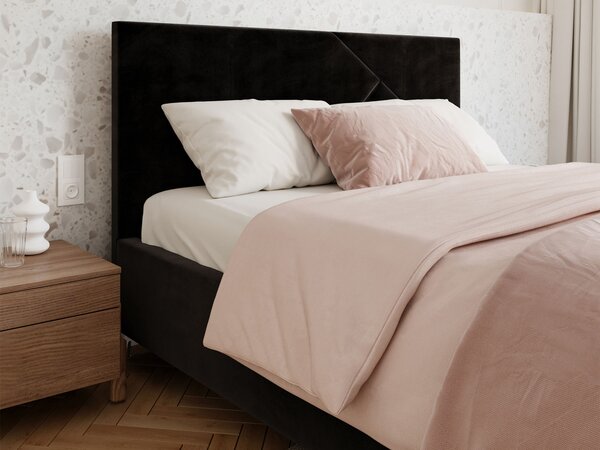 NAVARO egyszemélyes kárpitozott ágyneműtartós ágy 140x200 - fekete