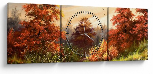 Kép egy folyóról egy őszi tájban, olajfestmény (órával) (90x30 cm)