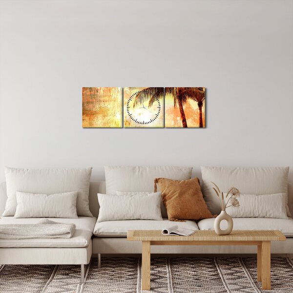 Kép - pálmafák a tengerparton (órával) (90x30 cm)