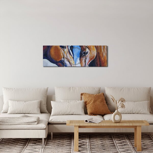 Kép - szerelmes lovak (órával) (90x30 cm)