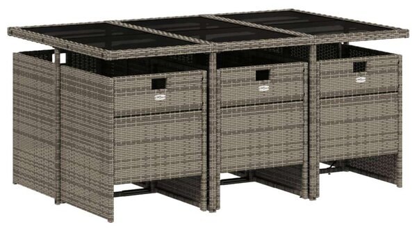Polyrattan Kerti Étkezőgarnitúra - 7 részes - Szürke