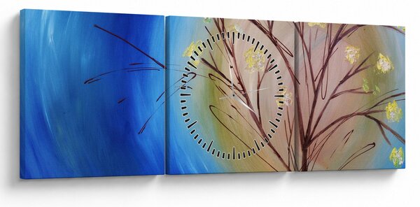 Kép - Napot eltakaró fa (órával) (90x30 cm)