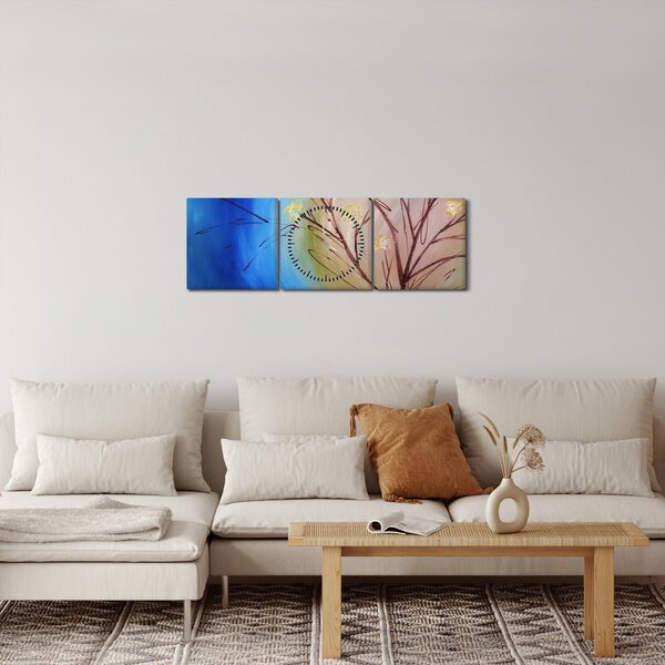 Kép - Napot eltakaró fa (órával) (90x30 cm)