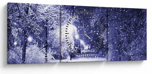 Kép - varázslatos téli éjszaka (órával) (90x30 cm)