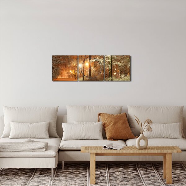 Kép - havas park (órával) (90x30 cm)