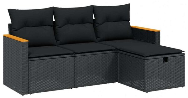 VidaXL Polyrattan Kerti Ülőgarnitúra - 4 részes - Fekete