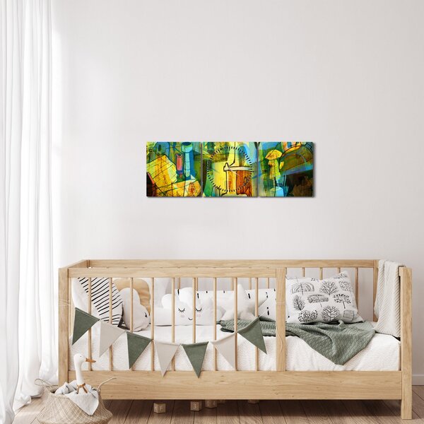 Kép - Építészet, kubista absztrakció (órával) (90x30 cm)