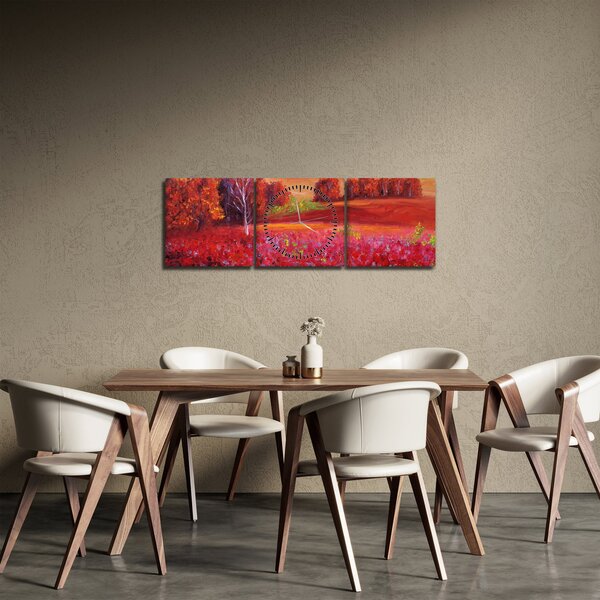 Egy vörös táj képe (órával) (90x30 cm)
