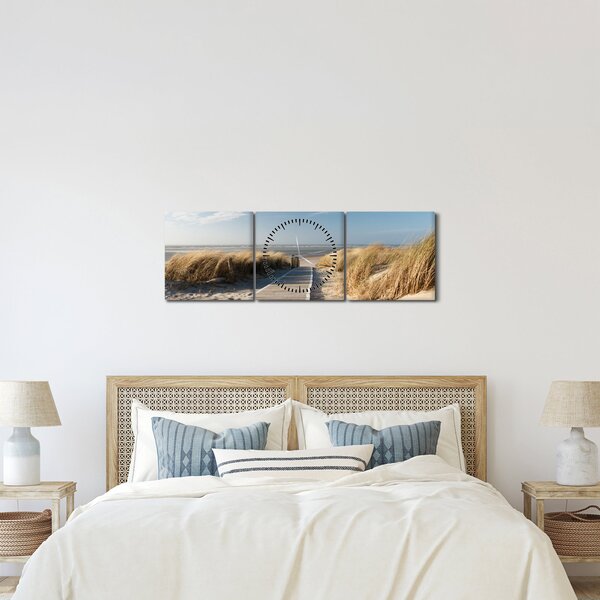 Kép - Homokos strand Langeoog szigetén, Németországban (órával) (90x30 cm)