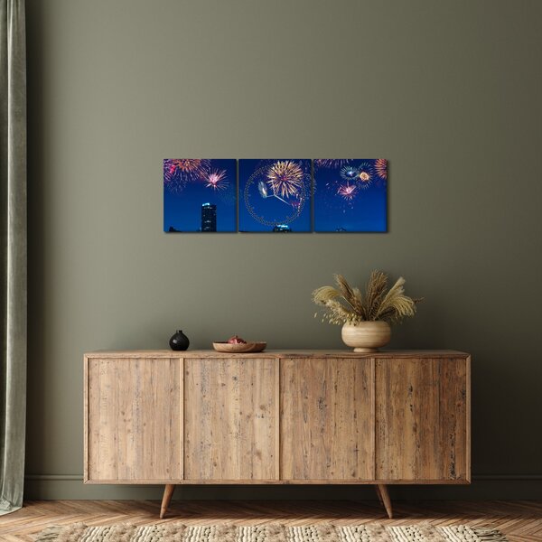 Kép - tűzijáték Miamiban (órával) (90x30 cm)