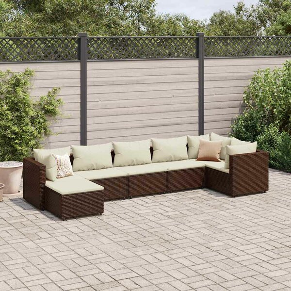 VidaXL Polyrattan Kerti Ülőgarnitúra - 7 részes - Barna
