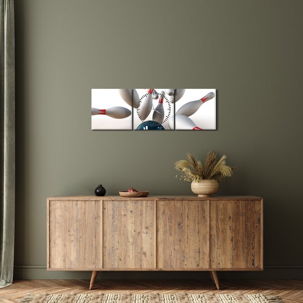 Kép - bowling (órával) (90x30 cm)