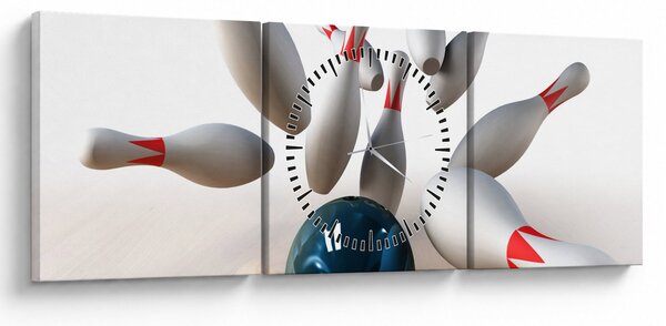 Kép - bowling (órával) (90x30 cm)