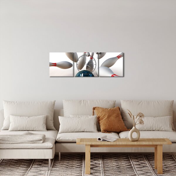 Kép - bowling (órával) (90x30 cm)
