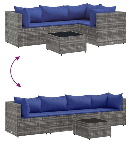 VidaXL Polyrattan Kerti Ülőgarnitúra - 5 részes - Szürke