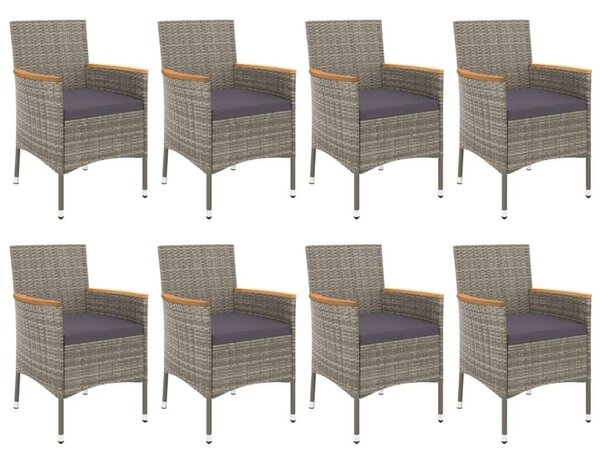 VidaXL 9 részes szürke polyrattan kerti étkezőgarnitúra párnával