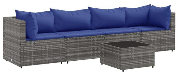 VidaXL Polyrattan Kerti Ülőgarnitúra - 5 részes - Szürke