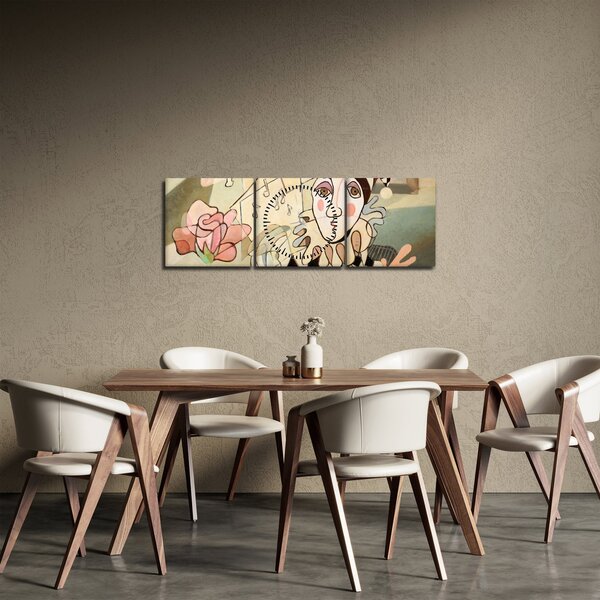 Kép - kubizmus -harlequin and rose (órával) (90x30 cm)