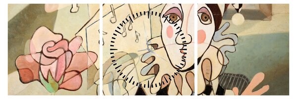 Kép - kubizmus -harlequin and rose (órával) (90x30 cm)