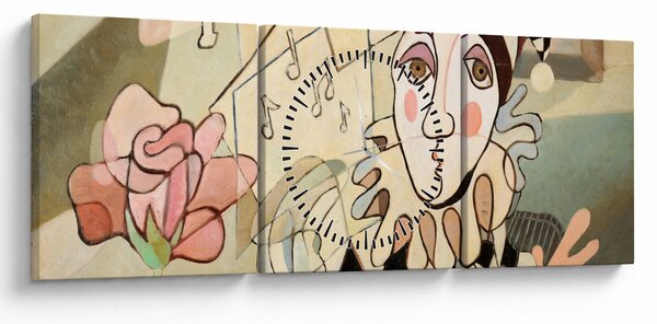 Kép - kubizmus -harlequin and rose (órával) (90x30 cm)