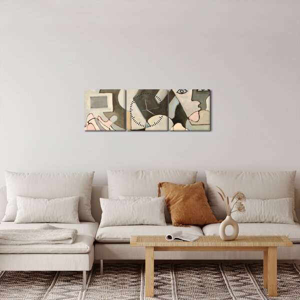 Kép - kubizmus (órával) (90x30 cm)