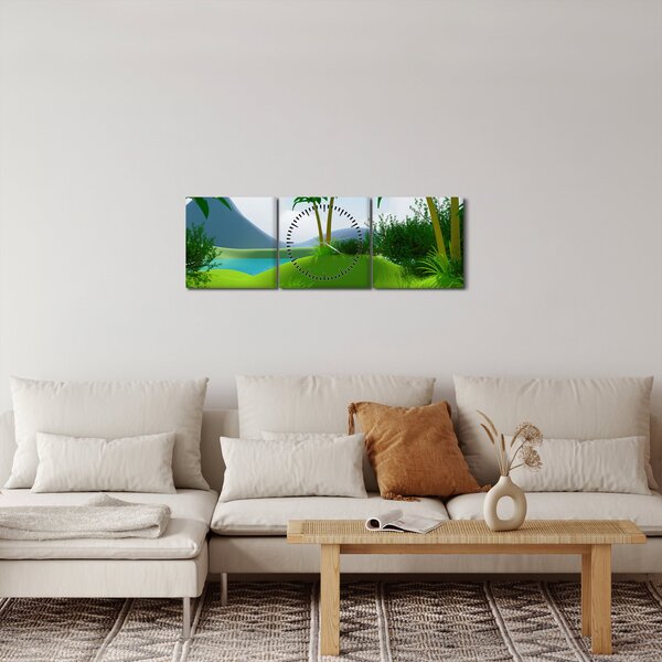 Kép - tavak dzsungelben (órával) (90x30 cm)