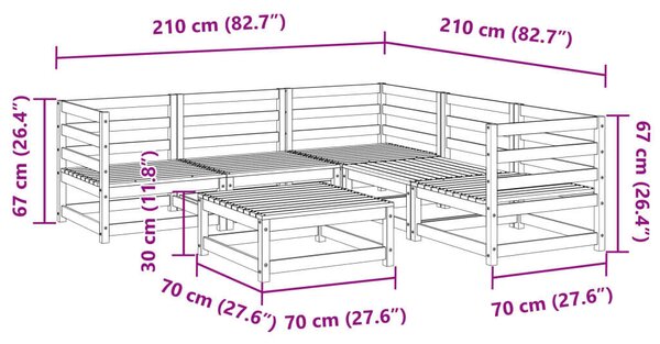Vidaxl Fenyőfa Kerti Ülőgarnitúra - 6 részes