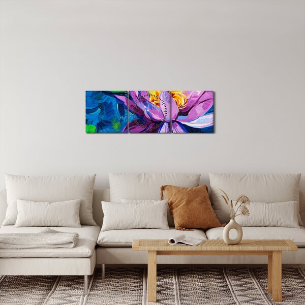 Egy vízi liliom képe a vízen (órával) (90x30 cm)