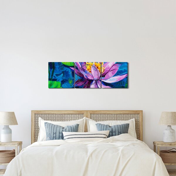 Egy vízi liliom képe a vízen (órával) (90x30 cm)