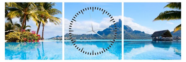 Kép - Bora-Bora, francia Polinézia (órával) (90x30 cm)