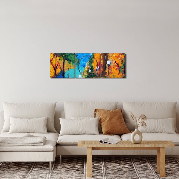 Kép - szerelmesek, pointillizmus (órával) (90x30 cm)
