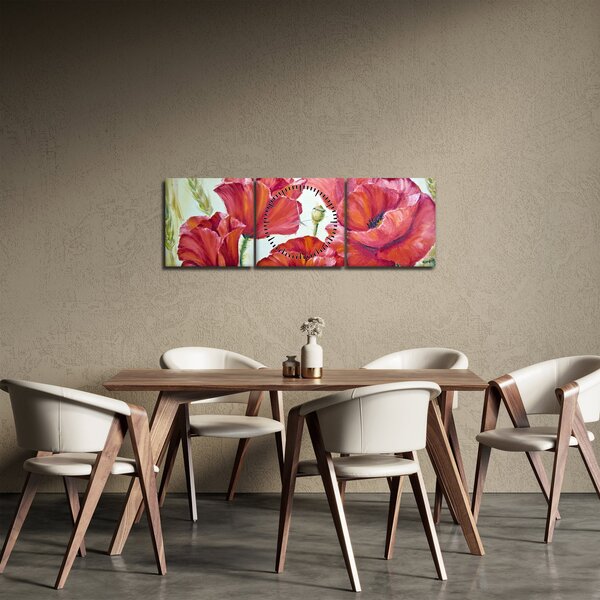 Kép - Pipacsvirágok (órával) (90x30 cm)