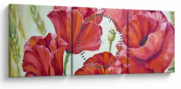 Kép - Pipacsvirágok (órával) (90x30 cm)