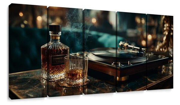 5 részes kép whisky és gramofon elegancia